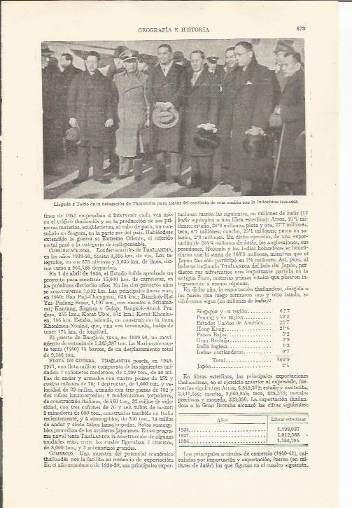 LAMINA ESPASA 35295: Delegacion de Thailandia a Tokio