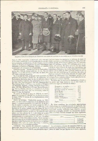LAMINA ESPASA 35295: Delegacion de Thailandia a Tokio