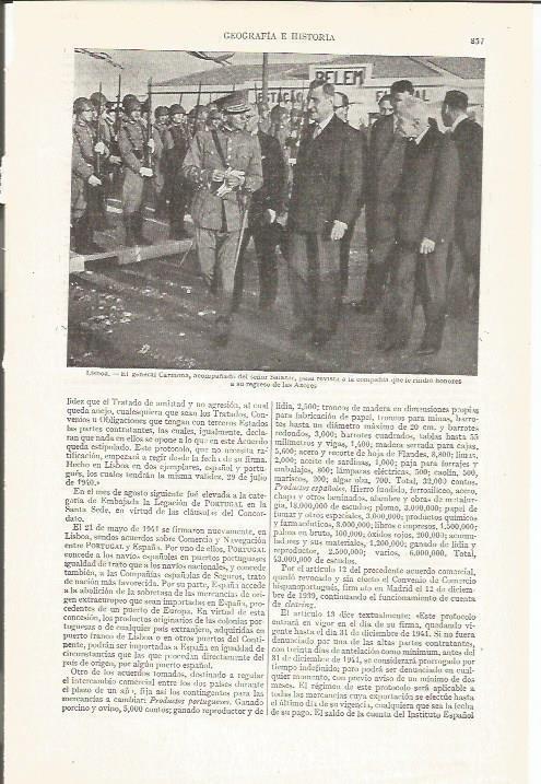 LAMINA ESPASA 35289: El general Carmona y Salazar en Lisboa
