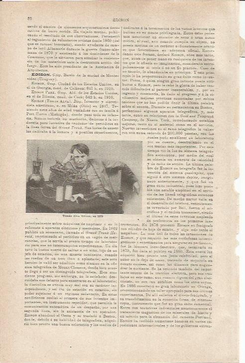 LAMINA ESPASA 35462: Tomas Edison en 1878