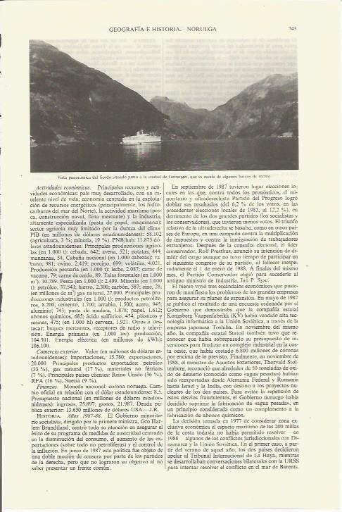 LAMINA ESPASA 35410: Vista del fiordo de Geiranger, Noruega