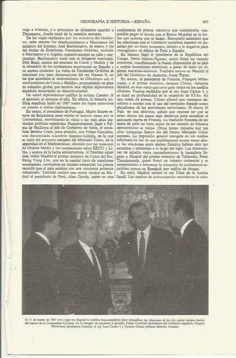 LAMINA ESPASA 35395: F. Gonzalez, el rey Juan Carlos y F. Mitterand