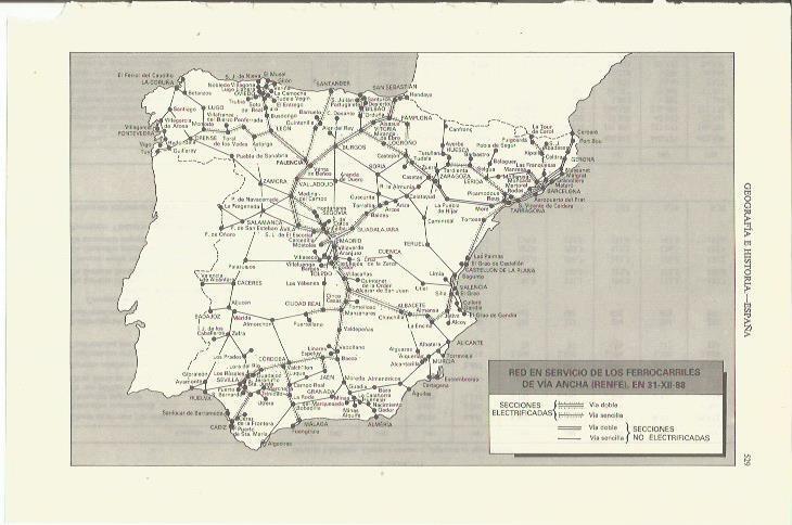 LAMINA ESPASA 35392: Mapa de la red de RENFE