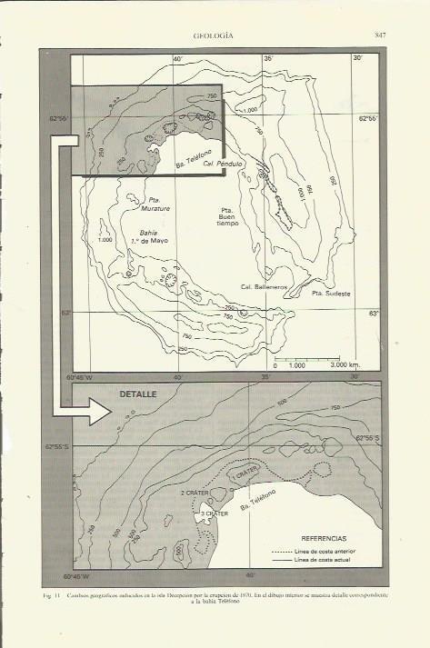 LAMINA ESPASA 35419: Cambios en la isla Decepcion por la erupcion de 1970
