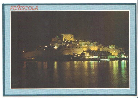 Postal JC0448: Peñiscola. Vista nocturna. Castillo y murallas