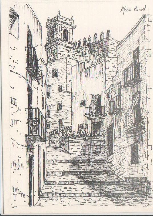 Postal JC0462: Peñiscola. Subida al Castillo. Plumilla - Alfonso Manuel