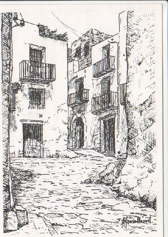 Postal JC0463: Peñiscola. Calle tipica. Plumilla - Alfonso Manuel