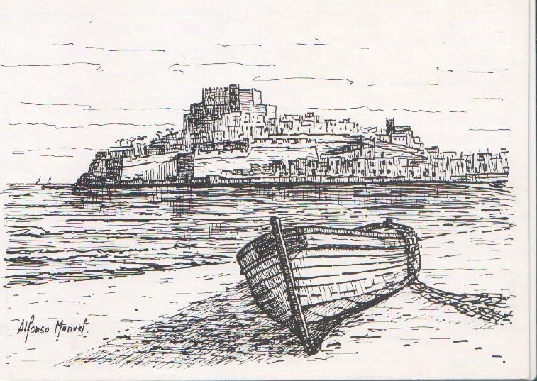 Postal JC0464: Peñiscola. Playa del norte. Plumilla - Alfonso Manuel