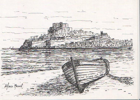 Postal JC0464: Peñiscola. Playa del norte. Plumilla - Alfonso Manuel