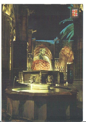 Postal JC0486: Barcelona. Fuente de San Jorge (nocturna)