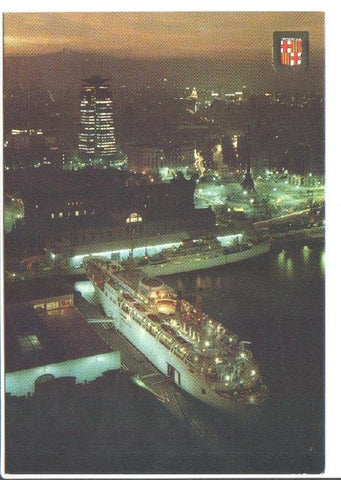 Postal JC0494: Barcelona. Puerto, vista nocturna