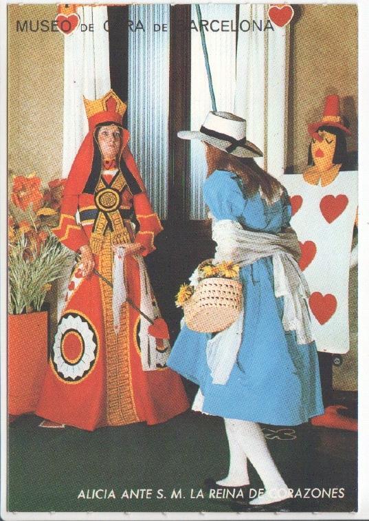 Postal JC0514: Museo de Cera de Barcelona, Alicia ante S.M. la Reina de Corazones