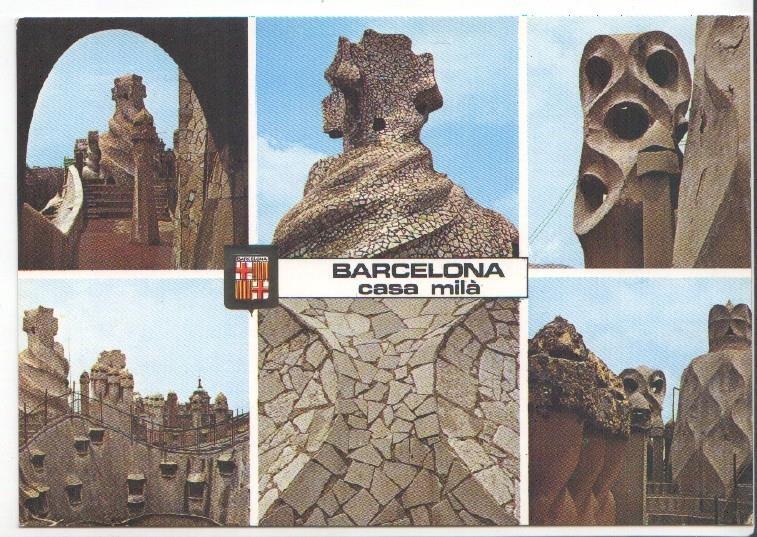Postal JC0521: Barcelona. La Pedrera, varias vistas. Obras de  Gaudi