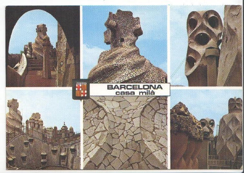 Postal JC0521: Barcelona. La Pedrera, varias vistas. Obras de  Gaudi