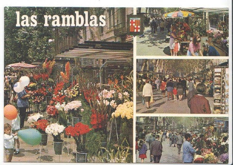 Postal JC0532: Barcelona. Las Ramblas, diversos aspectos