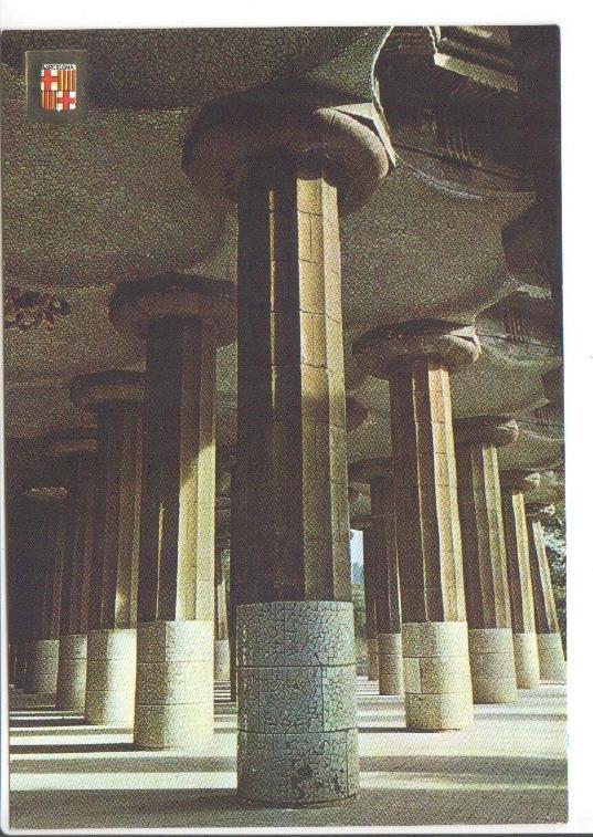Postal JC0542: Barcelona. Parque Guell. La Sala de las Columnas