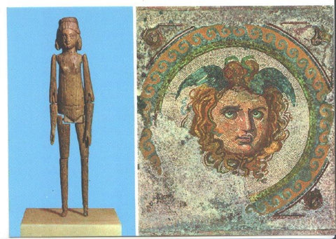 Postal JC0563: Tarragona. Museo Arqueologico. Muñeco de Marfil y Mosaico de la Medusa