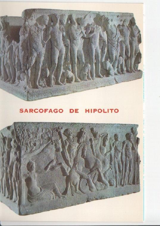 Postal JC0564: Tarragona, Costa Dorada. Sarcofago de Hipolito - Frentes principal y posterior