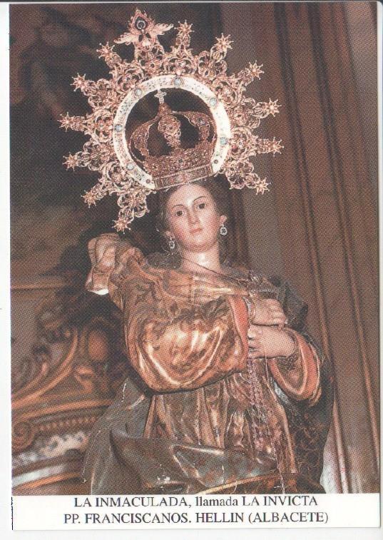 Postal JC0658: La Inmaculada, llamada La Invicta - PP. Franciscanos. Hellin (Albacete)
