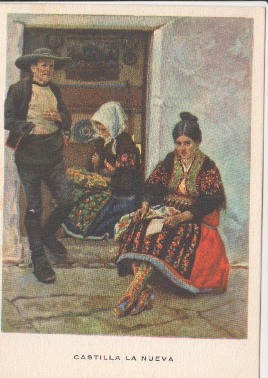 Postal JC0728: Familia lagarterana - Castilla la Nueva - Las Regiones Españolas - R. Lopez Cabrera