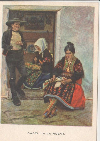 Postal JC0728: Familia lagarterana - Castilla la Nueva - Las Regiones Españolas - R. Lopez Cabrera
