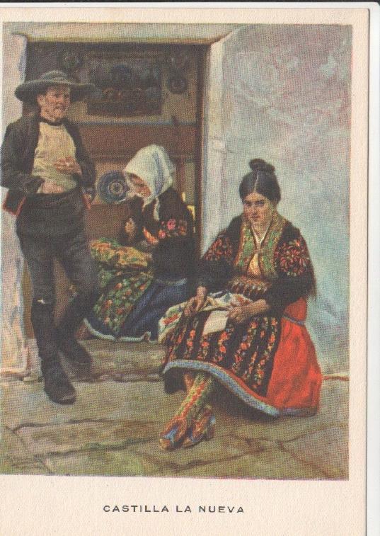 Postal JC0729: Familia lagarterana - Castilla la Nueva - Las Regiones Españolas - R. Lopez Cabrera