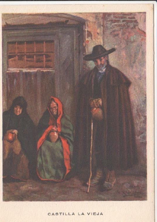 Postal JC0730: Los desheredados - Castilla la Vieja - Las Regiones Españolas - R. Lopez Cabrera