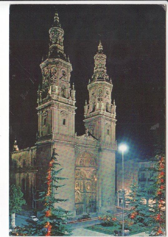 Postal JC0751: Logroño. Catedral Santa Maria de la Redonda, de noche