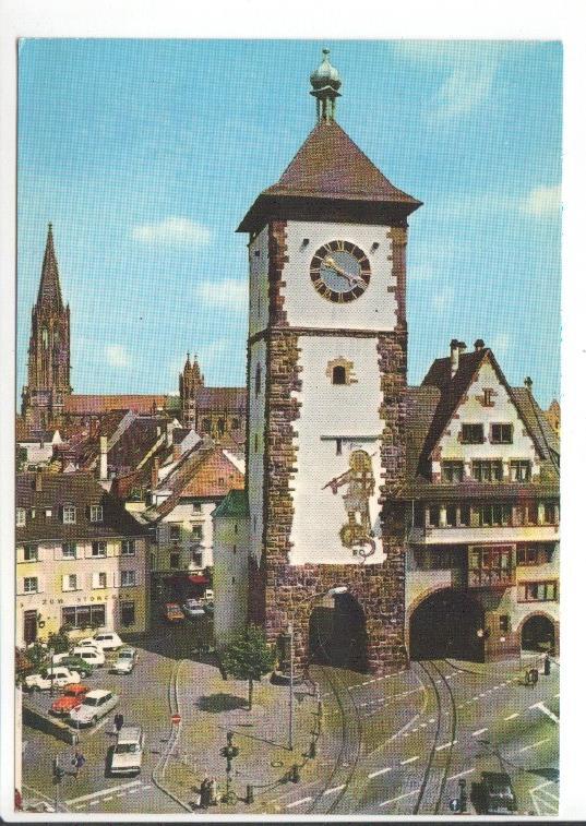 Postal JC0769: Freiburg im Breisgau. Schwabentor und Blick zum Munster
