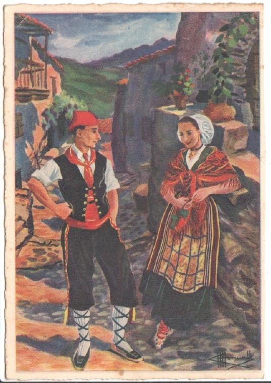 Postal JC0773: Ilustracion. Callejuela de aldea, recorriendo el Rosellon