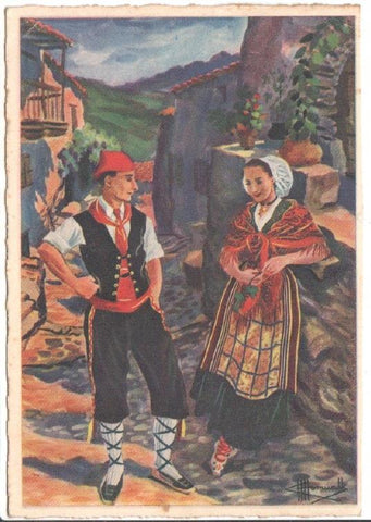 Postal JC0773: Ilustracion. Callejuela de aldea, recorriendo el Rosellon