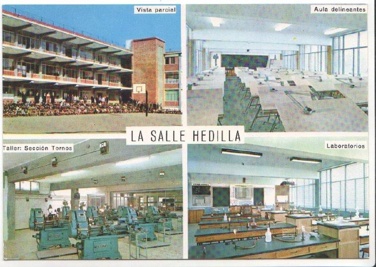 Postal JC0850: La Salle Hedilla. Instituto Filial. Escuela Profesional. Varias vistas (aula delineante, laboratorios, etc.)