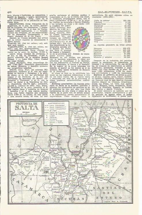 LAMINA 21523: Mapa de la provincia de Salta, Argentina