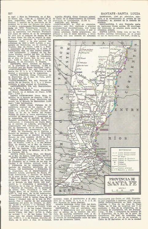 LAMINA 21531: Mapa de la provincia de Santa Fe, Argentina