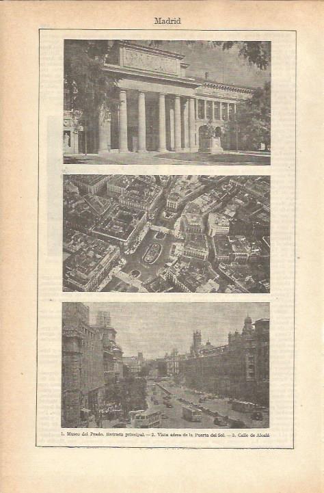 LAMINA 21207: Museo del Prado, Puerta del Sol y calle Alcala de Madrid