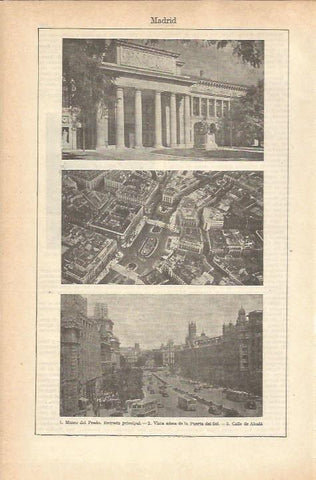 LAMINA 21207: Museo del Prado, Puerta del Sol y calle Alcala de Madrid