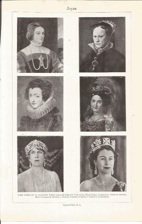 LAMINA 21158: Joyas usadas por diferentes reinas