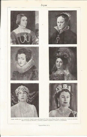 LAMINA 21158: Joyas usadas por diferentes reinas