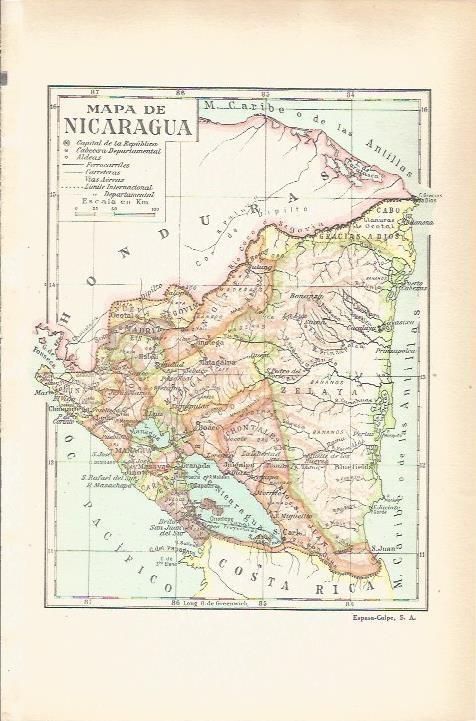 LAMINA 21324: Mapa de Nicaragua