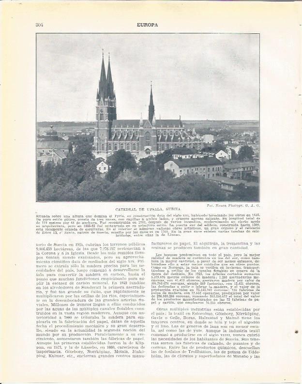 LAMINA 20980: Catedral de Upsala, Suecia