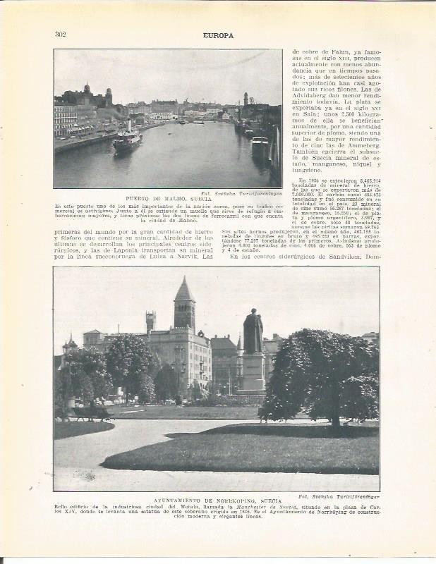 LAMINA 20979: Puerto de Malmo y Ayuntamiento de Norkkoping, Suecia