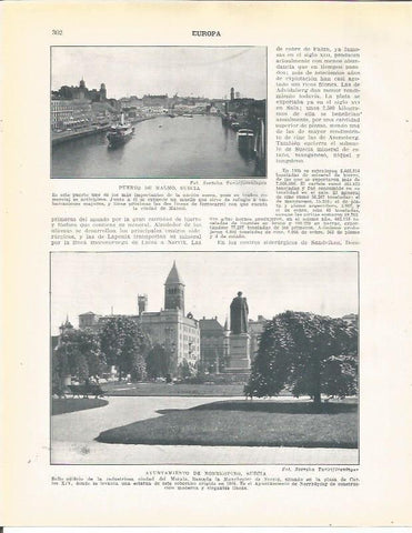 LAMINA 20979: Puerto de Malmo y Ayuntamiento de Norkkoping, Suecia