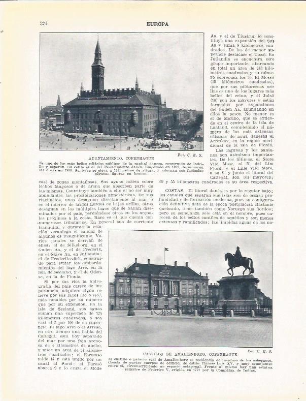 LAMINA 20990: Ayuntamiento y Castillo de Amalienborg en Copenhague