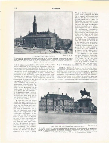 LAMINA 20990: Ayuntamiento y Castillo de Amalienborg en Copenhague