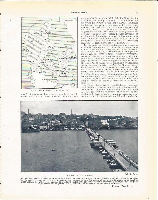 LAMINA 20989: Mapa industrial de Dinamarca y Puerto de Sonderborg