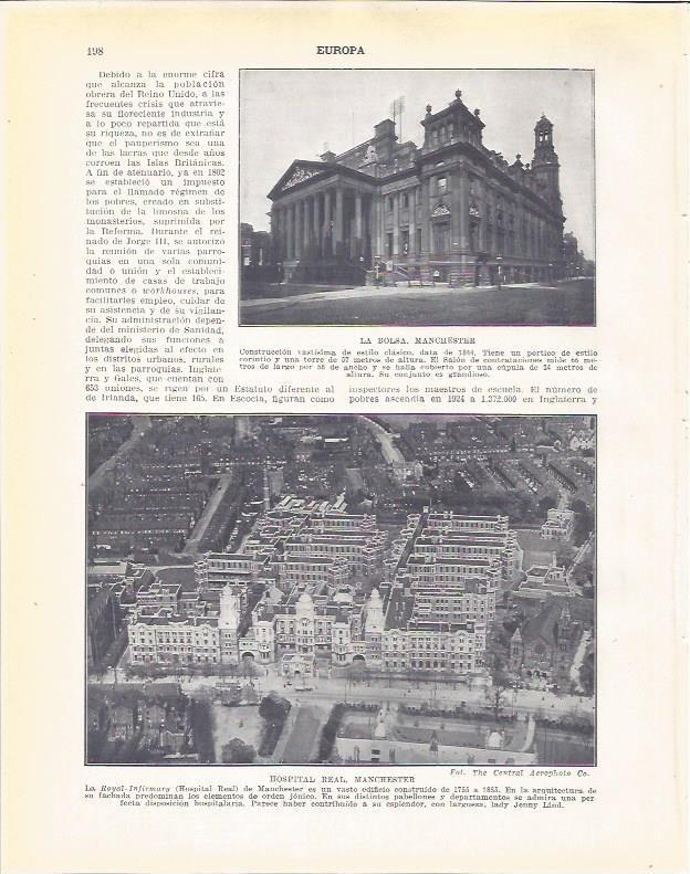 LAMINA 20925: Hospital Real y Bolsa en Manchester