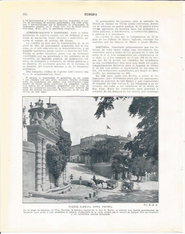 LAMINA 20948: Fuente Sakkaia en Citta Vechia, Malta