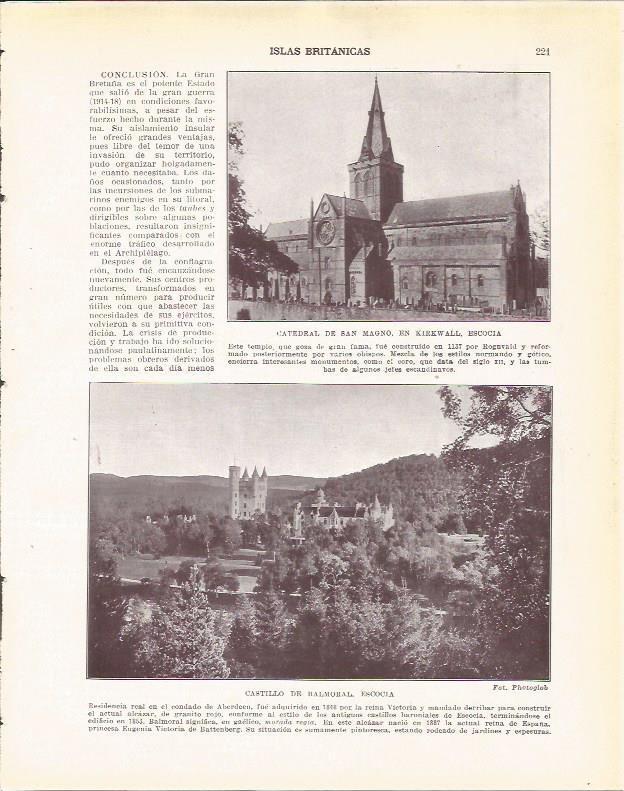 LAMINA 20937: Catedral de San Magno en Kirkwall y Castillo de Balmoral, Escocia