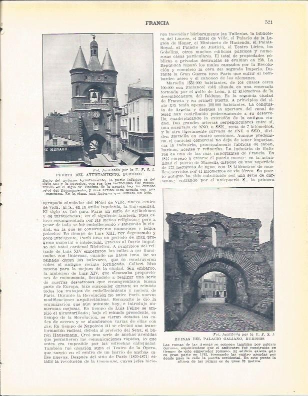 LAMINA 21096: Ayuntamiento y ruinas del Palacio Galiano de Burdeos, Francia