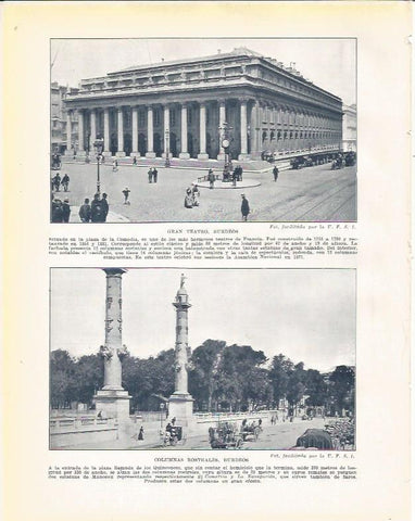 LAMINA 21095: Gran Teatro y Columnas Rostrales de Burdeos, Francia